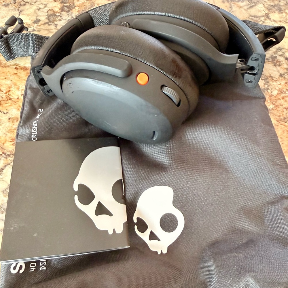 Skullcandy Black and Orange Over-Ear Headphones